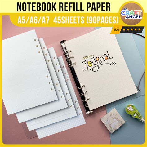 6 Holes Loose Leaf A5a6a7 Refill Paper 45 Sheets Notebook Spiral
