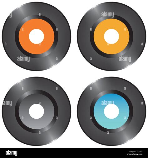 Set Of Four Blank Vinyl Records Illustration Stock Photo Alamy