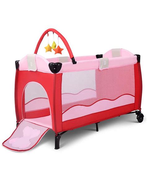 Costway Foldable Baby Crib Playpen Playard Pack Travel Infant Bassinet