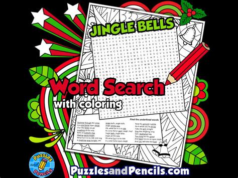Jingle Bells Word Search Puzzle Activity Page Christmas Holiday Songs
