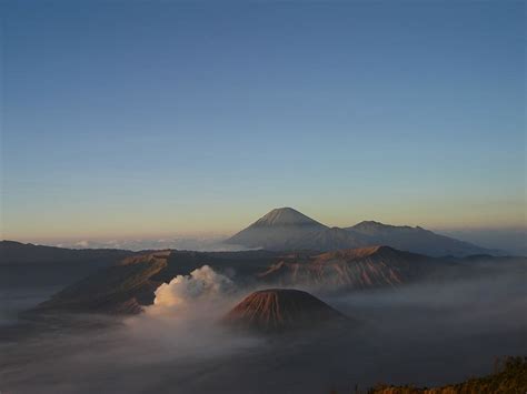 Mountain Surrounded Clouds Indonesia Bromo Java Landscape Nature