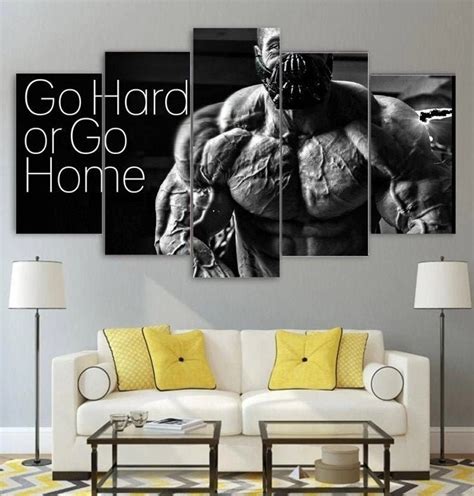 Go Hard Fitness Wall Art Framed Workout Gym Home Decor Motivational