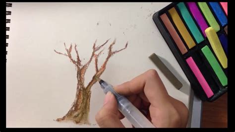 Drawing A Tree Using Chalk Pastels Youtube