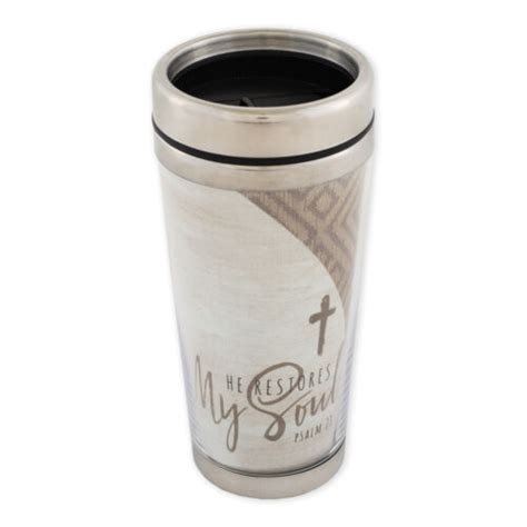 He Restores My Soul Psalm 23 Scripture Stainless Steel Travel Tumbler
