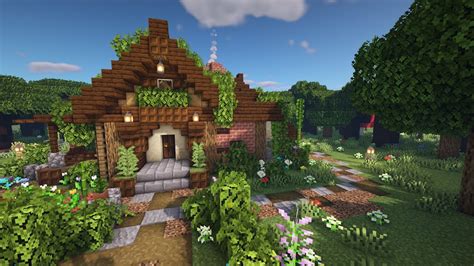 Minecraft Aesthetic Starter Survival Cottage Tutorial Dark Forest
