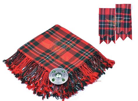 Scottish Traditional Macgregor Tartan Kilt Flyplaid Brooch Flashes Flyplaid X