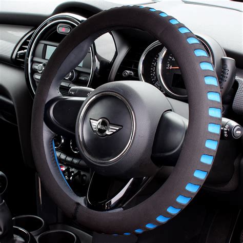 Blue And Black Comfy Foam Car Steering Wheel Coverglove Universal