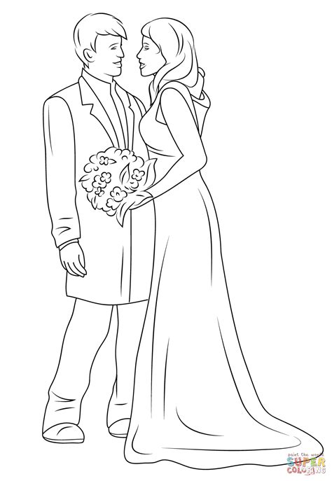 Wedding Couple Coloring Page Free Printable Coloring Pages