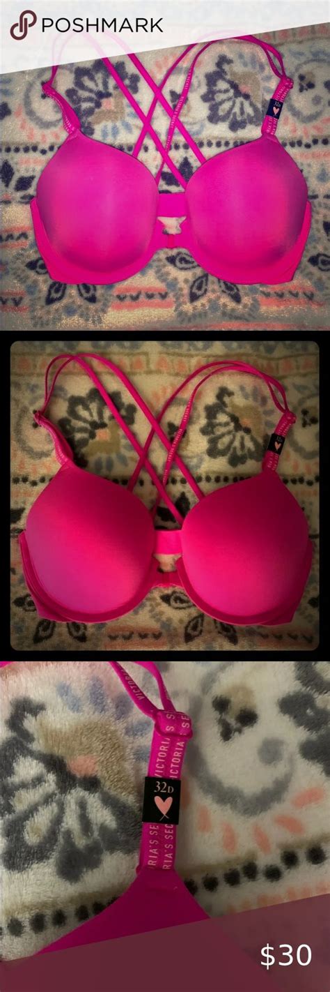 nwt 32d pink by victoria s secret hot pink bra hot pink bra pink bra bra snaps