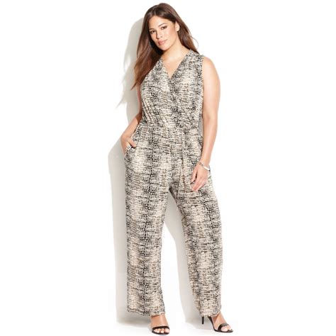 Calvin Klein Plus Size Sleeveless Snakeskin Print Jumpsuit In