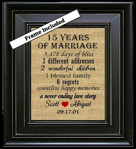 This comprehensive anniversary gift guide is here to help you and your loved ones celebrate wedding anniversaries with thoughtful gift ideas for every happy year of marriage! FRAMED 15th Anniversary Gift for couple/15th Anniversary ...
