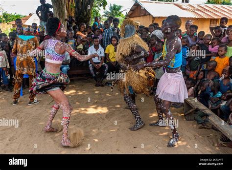 Yaka Tribe Practising A Ritual Dance Mbandane Democratic Republic Of