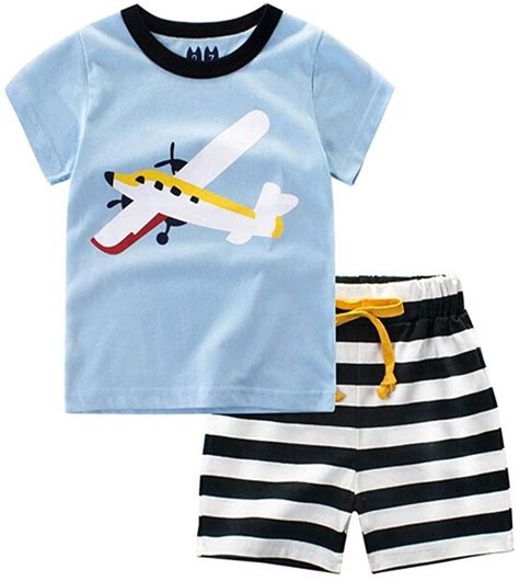 Baby Boy Short Sleeve T Shirts And Stripe Shorts 2pcs Set Clothes