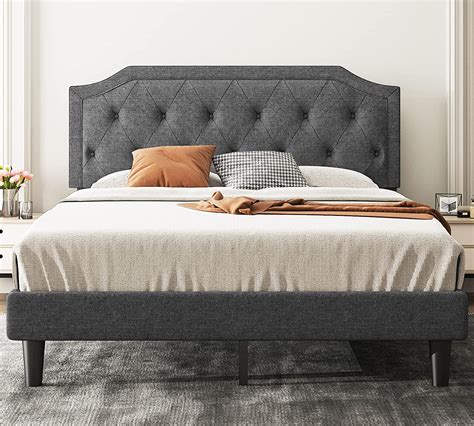 Buy Allewie Full Upholstered Platform Bed Frame With Diamond Button Tufted Headboardsturdy Wood