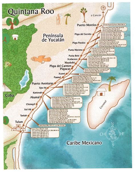 Handy Map Of Mayan Riviera Mexico Quintana Roo And Many Of The