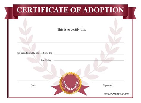 Free Adoption Certificate Templates Customize Download And Print Pdf