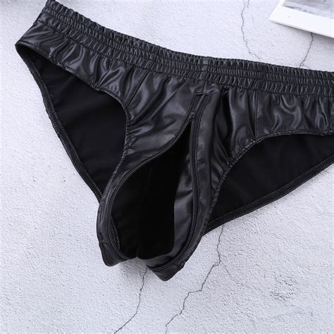 New Man Sexy Zipper Penis Pouch Underwear Mens Low Waist Briefs Male