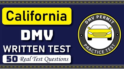 The Dmv Written Test Is In Front Of A Blue Background With Yellow And