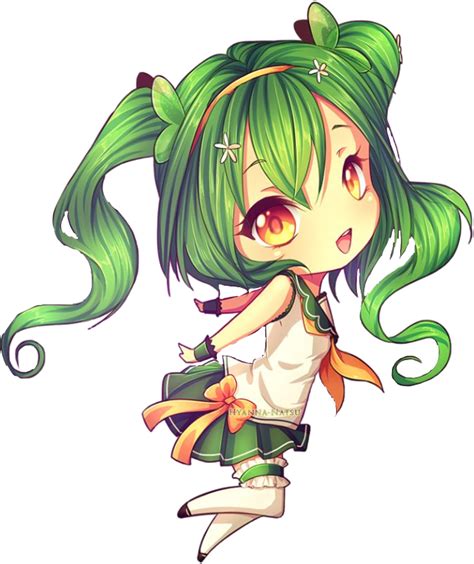 Chibi Sticker Chibi Girl With Green Hair Clipart Large Size Png