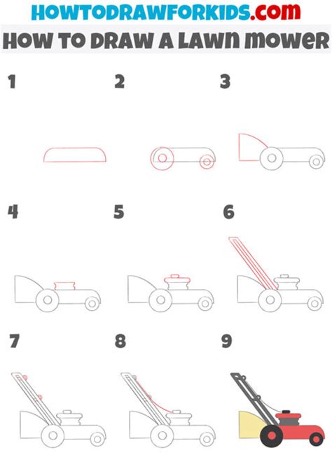 How To Draw A Lawn Mower Easy Drawing Tutorial For Kids