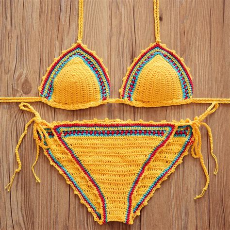 Newest 100 Handmade Crochet Bikini Ladies Low Waist Bikini Set