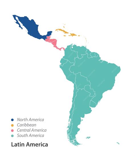 Mapa De Color De América Latina Vector Premium