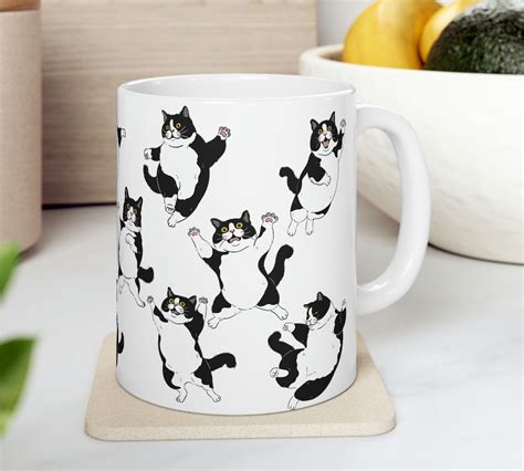 Fat Black And White Tuxedo Cat Coffee Mug 11oz And 15oz Cat Mugs Etsy