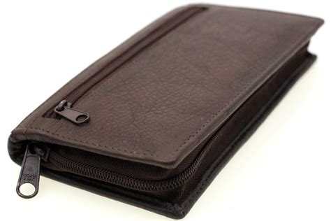 Leather Checkbook Wallet Removable Checkbook Cover Zip Around Men Women