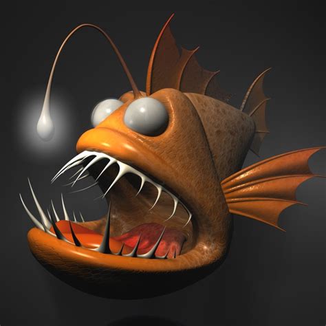 Cartoon Anglerfish Rigged 3d Model Flatpyramid