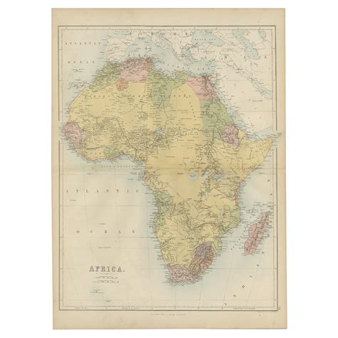 Antique Map Of The African Continent With Inset Of The Nile River Delta