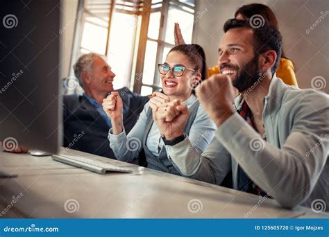 Business People Celebrating Success Working Successful Stock Photo