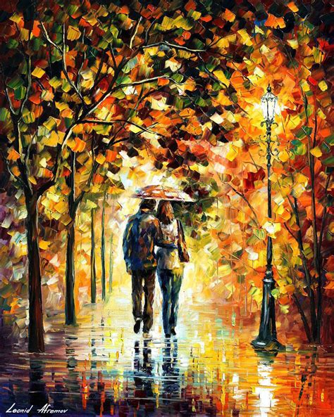 Autumn Walk — Palette Knife Oil Painting On Canvas By Leonid Afremov