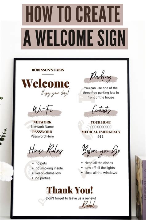 Airbnb Welcome Sign Ideas Etsy Template For Canva Welcome Sign