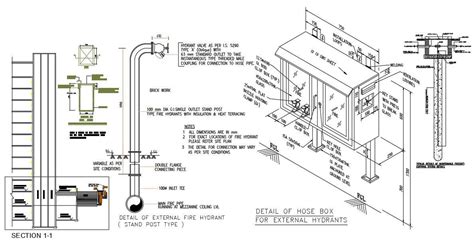 Autocad 2d Diagram Of Hose Box For External Hydrants Given Cadbull Hose Box Autocad Diagram