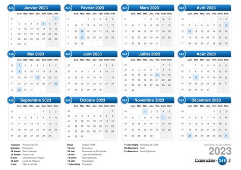 Calendrier 2023