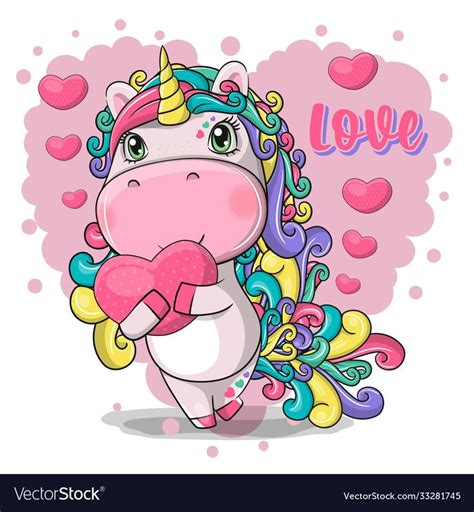 hand drawn cute magical unicorn with heart. Download a Free Preview or