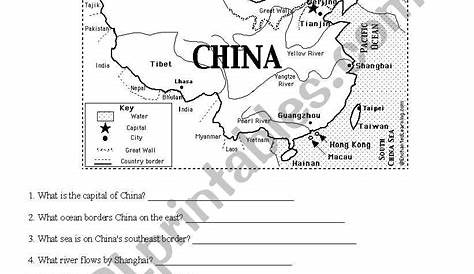 map of china worksheet