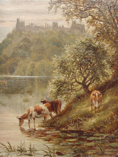 Antiques Atlas 19thcoil Painting Arundel Castle Cattle Watering