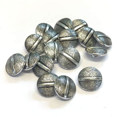 6 14mm 22l Silver Metal Shank Buttons Brushed Silver Etsy
