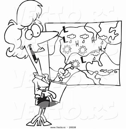 Weather Cartoon Coloring Forecast Reading Outline Meteorologist