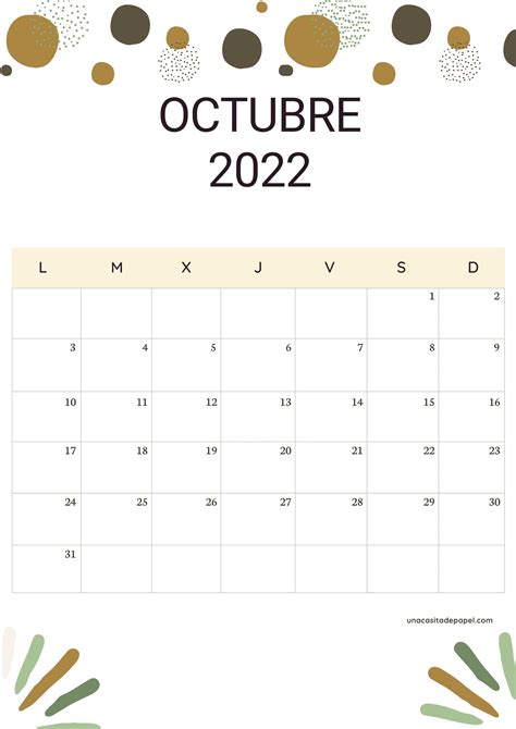 Calendarios Octubre 2023 Para Imprimir PDF