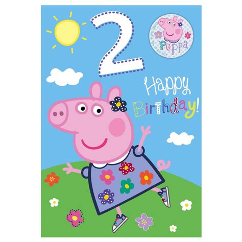 2nd Birthday Peppa Pig Birthday Card With Badge 247091 Character Brands