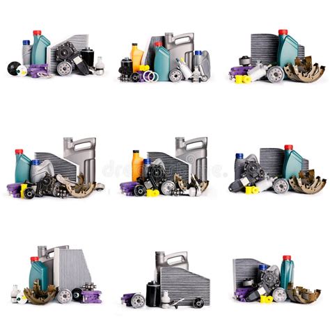 Set Of New Various Car Parts Necessary For Vehicle Service Stock Photo