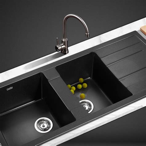 Cefito Stone Kitchen Sink 1160x500mm Granite Undertopmount Basin