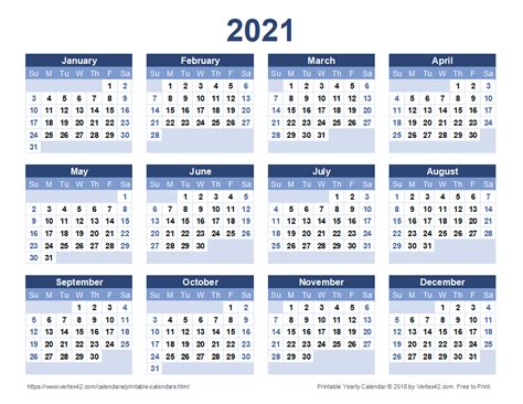 Once we lock onto a preconceived notion of how we think things are going to work out, we then go out and create the situation or gather information to make it a. Download a free Printable 2021 Yearly Calendar from Vertex42.com | Printable yearly calendar ...