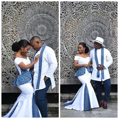 Clipkulture Couple In Sotho Shweshwe Inspired Wedding Outfit