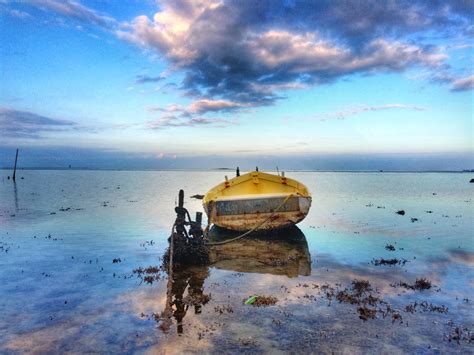 Wallpaper Landscape Boat Sunset Sea Bay Water Shore Reflection