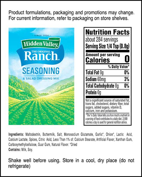 Compare our value compare our value size hidden valley ranch 16oz bottle which contains the equivalent of 16 individual 1oz packets (pictured. Hidden Valley® Original Ranch® Seasoning & Salad Dressing ...