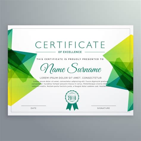 Free Vector Polygonal Green Achievement Certificate Template