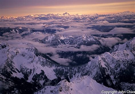 Aerial Panorama Of North Cascades Mountain Range In Washington State
